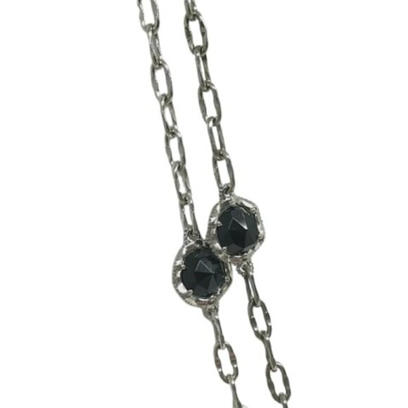 Tacori Sterling Silver & 18K Gold Black Lightening Onyx Station Necklace - LNC - Picture 5 of 8